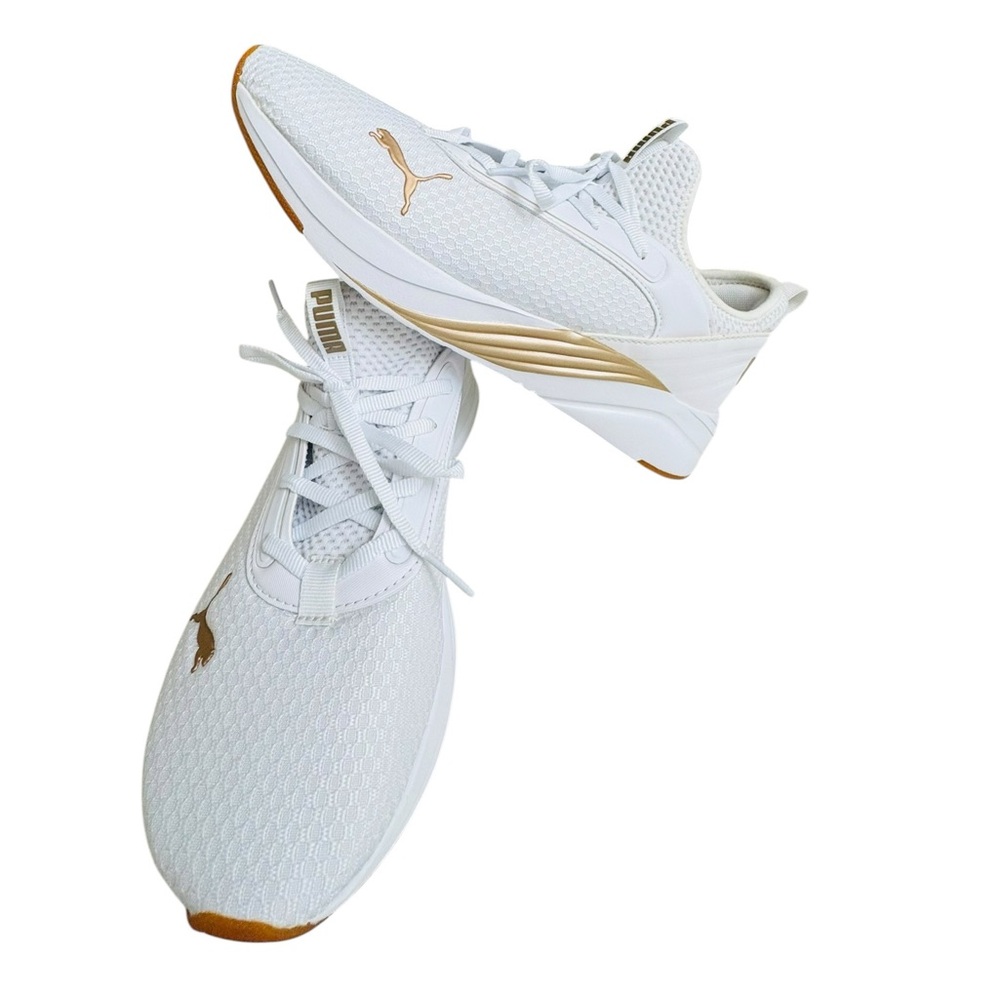 Puma SoftFoam+ Women’s White Gold Sneakers Running Shoes US 8.5 EU 39